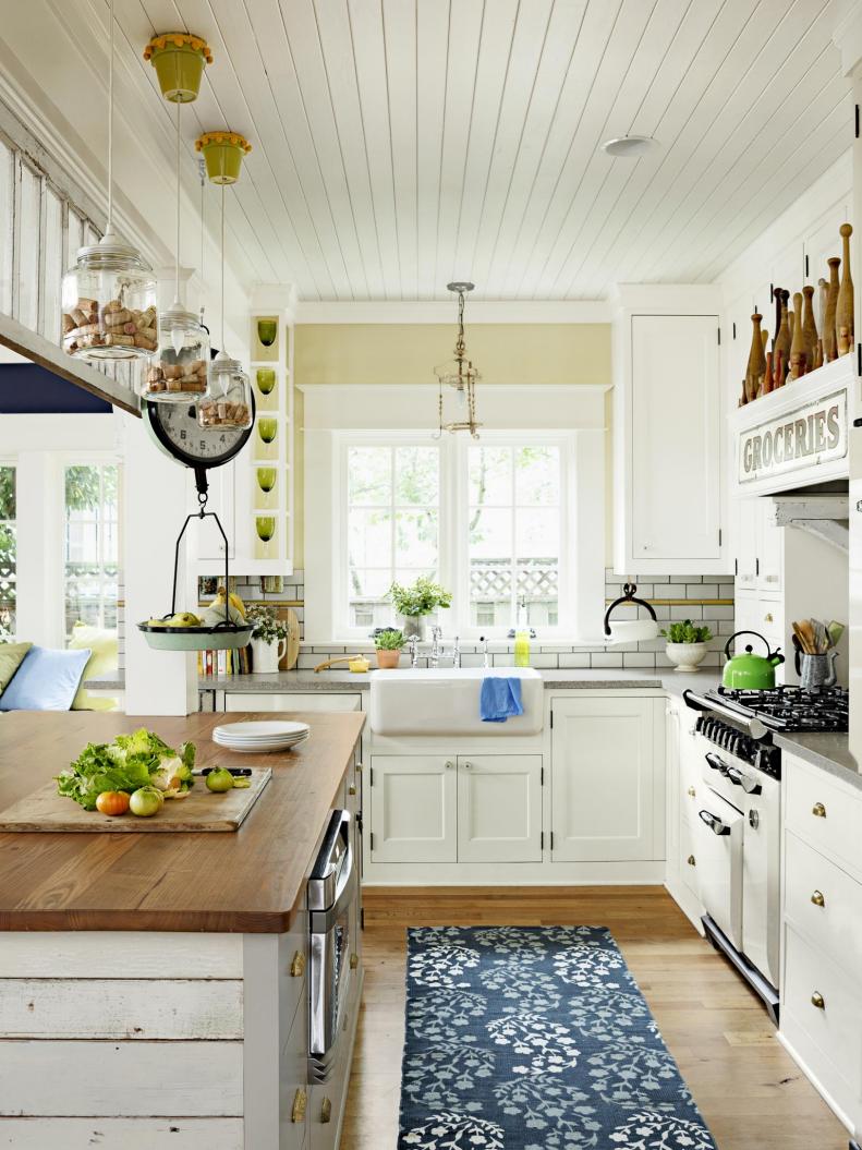 White kitchen with recycled components
