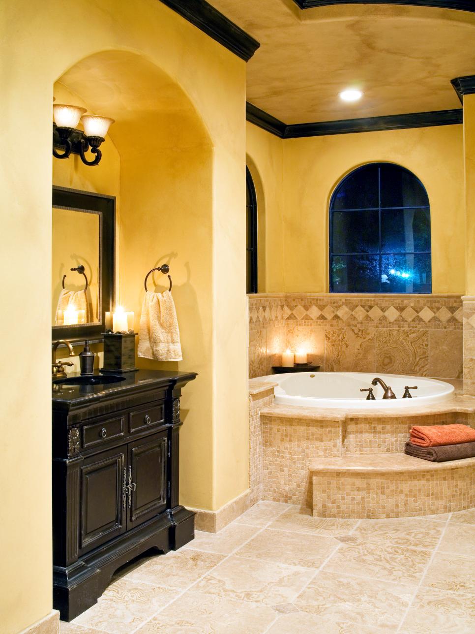 Brown Transitional Master Bathroom with Details