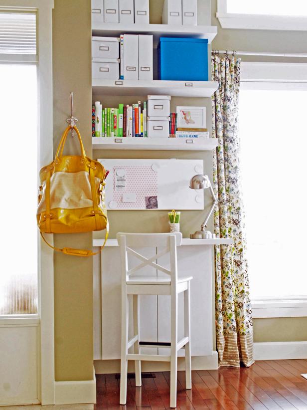 Small Home Office With Floating Shelves Small Home Office With Floating Shelves