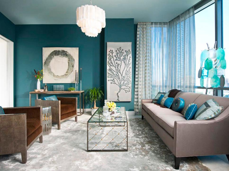 Blue Contemporary Living Room