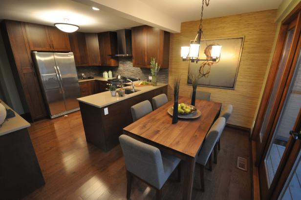Open Kitchen and Dining Room With Warm Wood Accents Open Kitchen and Dining Room With Warm Wood Accents