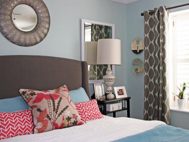 An Eclectic Bedroom With Blue Walls and Mix and Matched Patterns An Eclectic Bedroom With Blue Walls and Mix and Matched Patterns