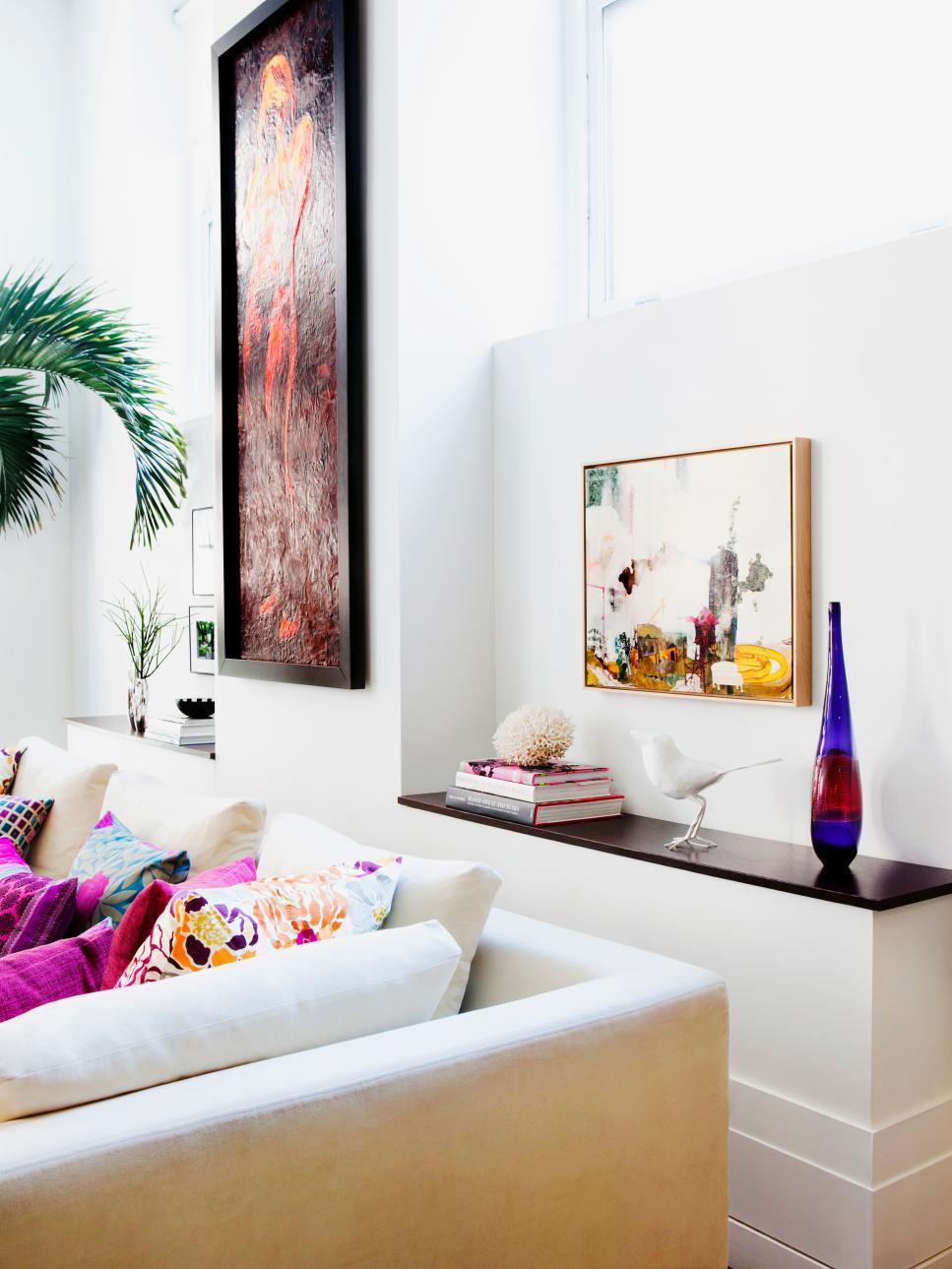 White Modern Living Room With Colorful Decor