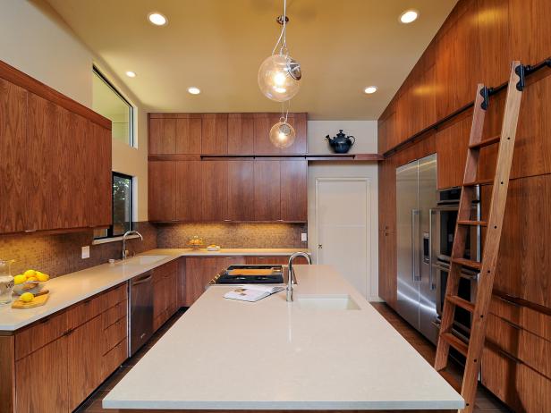 Contemporary Kitchen With Installed Ladder
