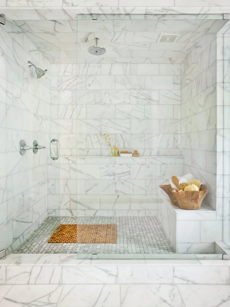 White Marble Shower