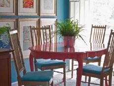 Vibrant Blue Dining Room 