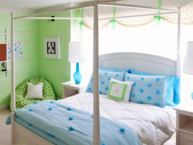 Fun and Colorful Girl's Bedroom With Canopy Bed Fun and Colorful Girl's Bedroom With Canopy Bed