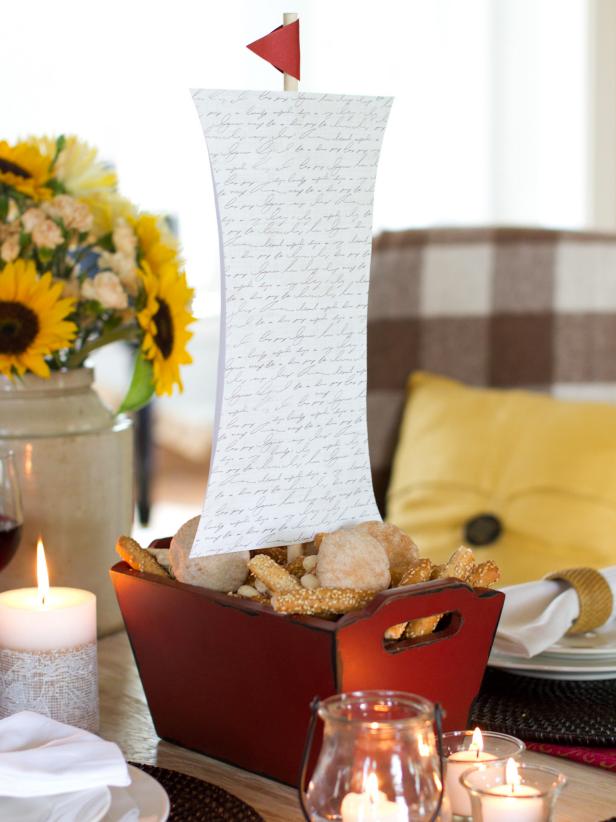 DIY Red and White Ship Thanksgiving Centerpiece DIY Red and White Ship Thanksgiving Centerpiece