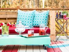 Bench seat made from shipping palettes. 