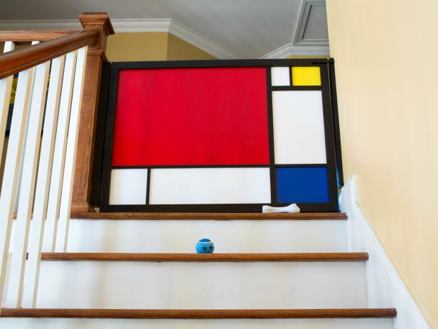 Stylish Mondrian Inspired Staircase Baby Gate Stylish Mondrian Inspired Staircase Baby Gate