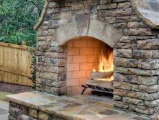 Rustic Outdoor Stone Fireplace