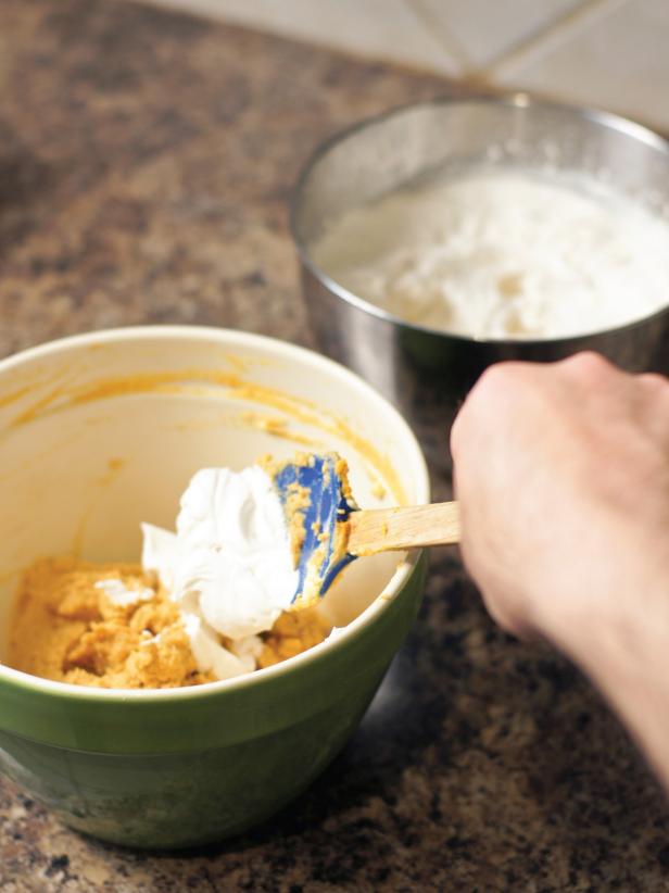 Put softened mascarpone cheese, pumpkin puree and 1-1/2 teaspoons of pumpkin pie spice in a bowl. Mix until well combined.