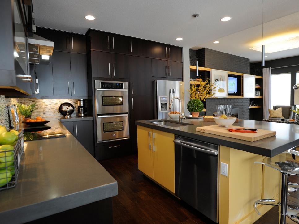 Black and Yellow Contemporary Kitchen in HGTV Green Home 2011 Black and Yellow Contemporary Kitchen in HGTV Green Home 2011
