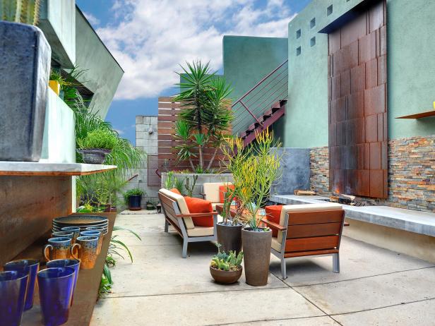 Outdoor Sitting Area With Modern Architecture