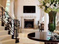 Traditional Back and White Foyer With Marble Flooring 