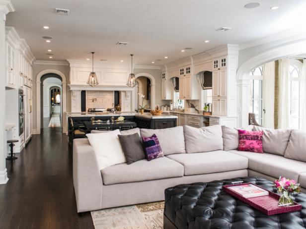 Open Living Room and Kitchen With Sectional Sofa Open Living Room and Kitchen With Sectional Sofa