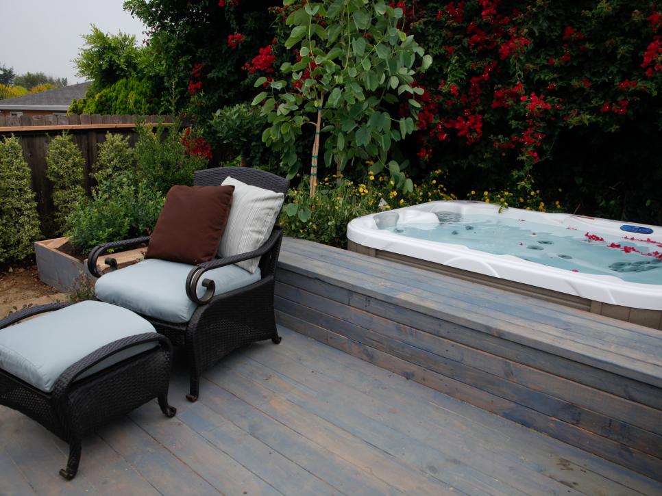 Backyard Deck With Hot Tub