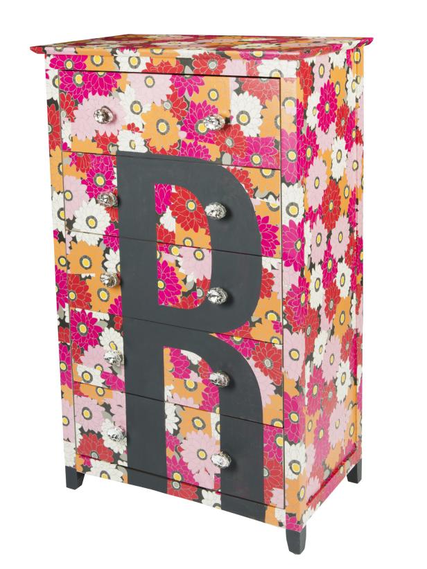 Floral Decoupage Dresser With Monogram Floral Decoupage Dresser With Monogram