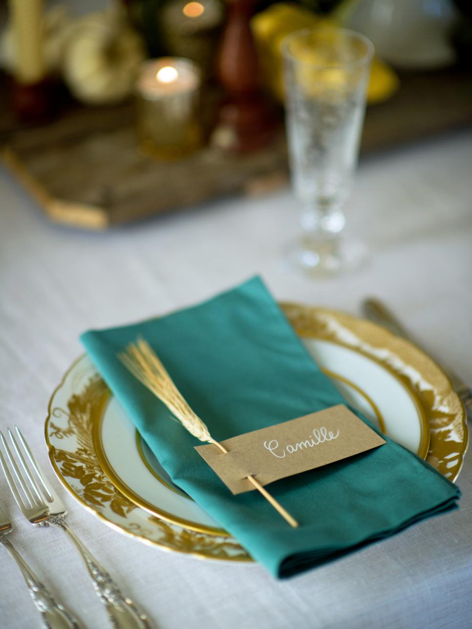 Place Setting for Thanksgiving Dinner Fall Place Setting With Handmade Place Card