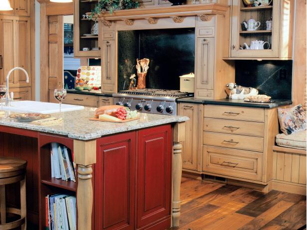 Traditional Neutral Kitchen With Red Kitchen Island Traditional Neutral Kitchen With Red Kitchen Island