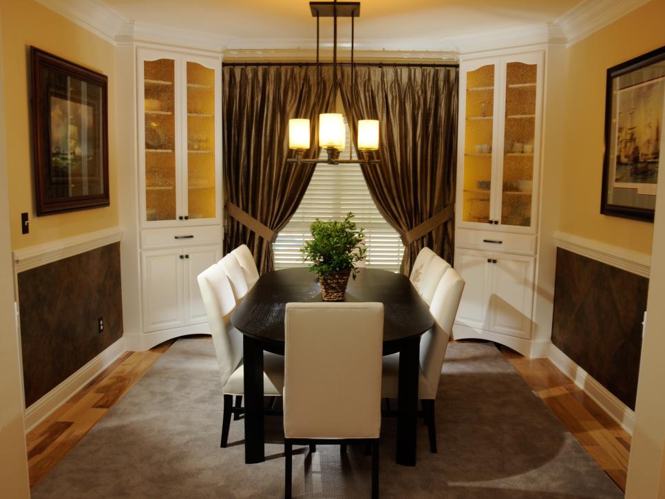 Transitional Brown and Cream Dining Room