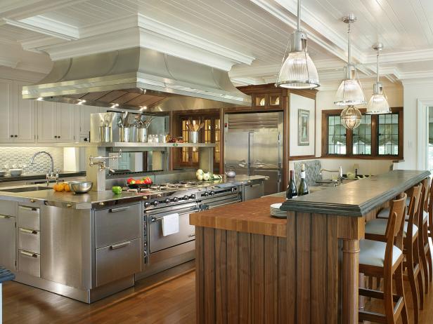 Traditional White Kitchen With Stainless Steel Island Traditional White Kitchen With Stainless Steel Island