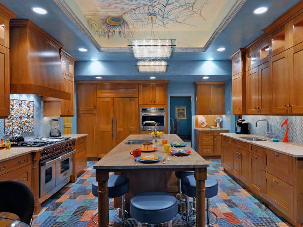 Blue Kitchen With Lots of Light
