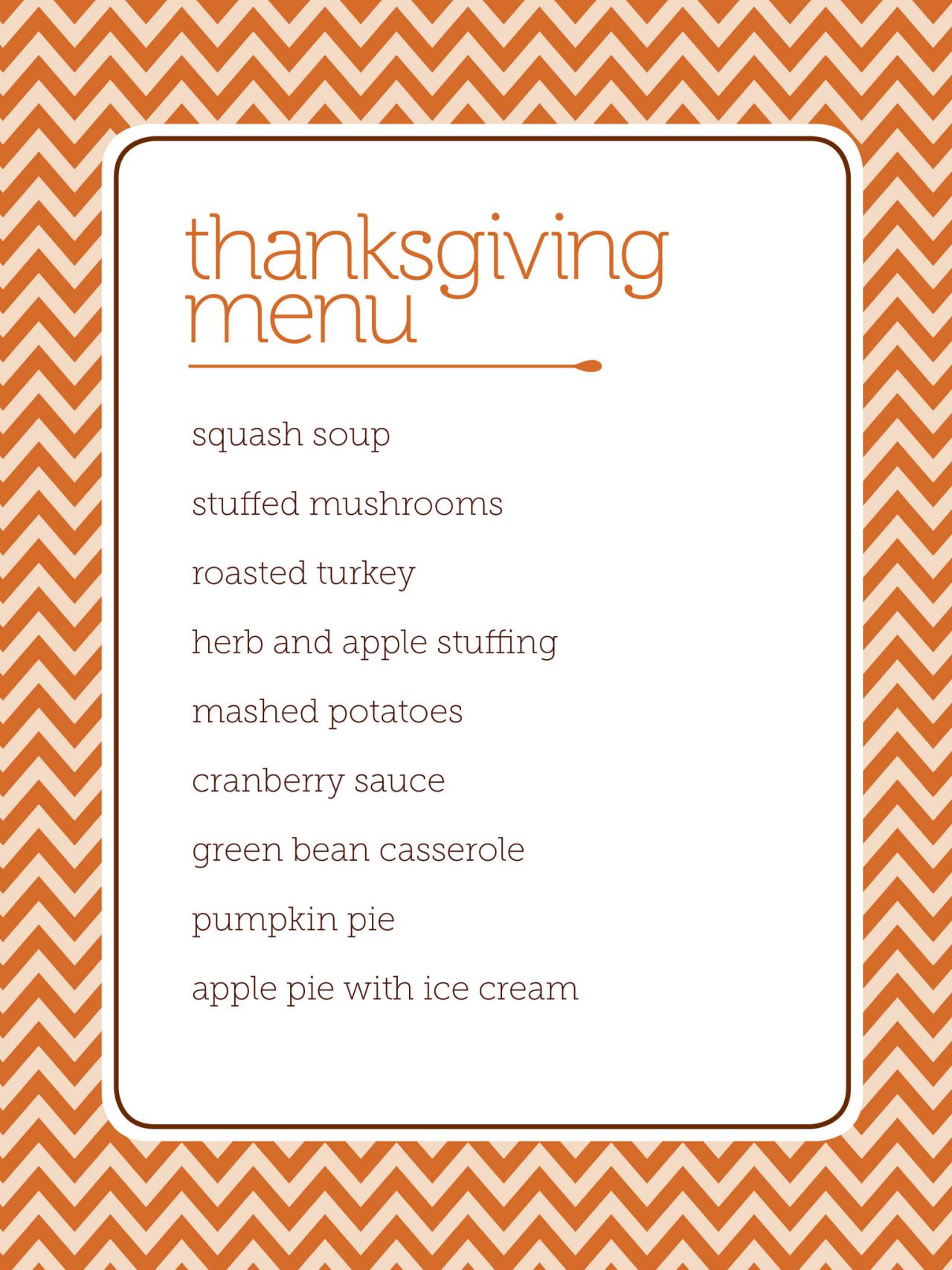 Download Customizable Thanksgiving Menus HGTV