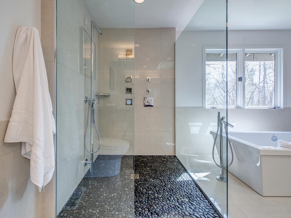 Contemporary White And Neutral Bathroom With Glass Shower