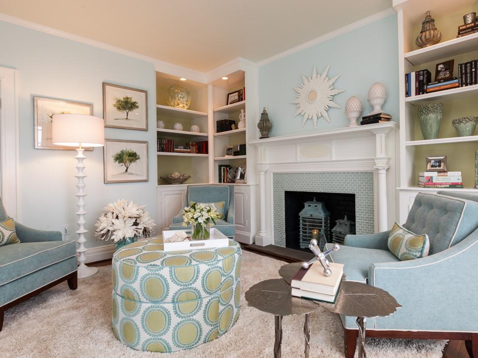 Pastel-Colored Transitional Living Room Sitting Area