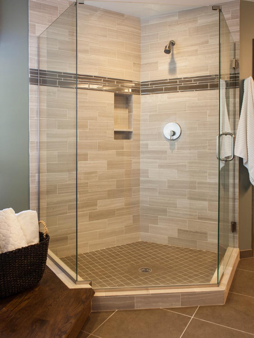 Frameless Walk-In Shower with Neutral Subway Tile