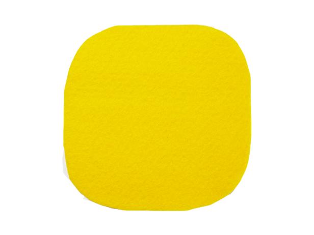 Trim the corners of a 6-inch square piece of felt (try tadaastudio.com) to make it curved.