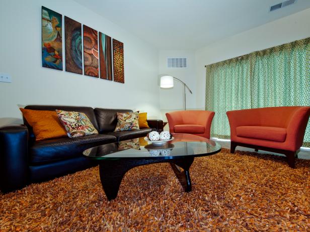 Color Enlivens Living Room in Maryland Apartment Color Enlivens Living Room in Maryland Apartment