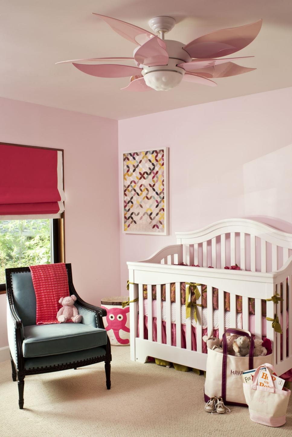 Contemporary Nursery Fit for a Princess Pink Contemporary Nursery With Pink Flower Petal Fan
