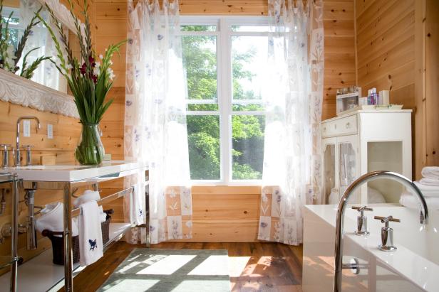 Modern Bathroom With Rustic Wood Paneling Modern Bathroom With Rustic Wood Paneling