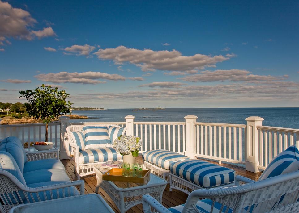 Coastal Ocean Deck With White Railing Coastal Ocean Deck With White Railing