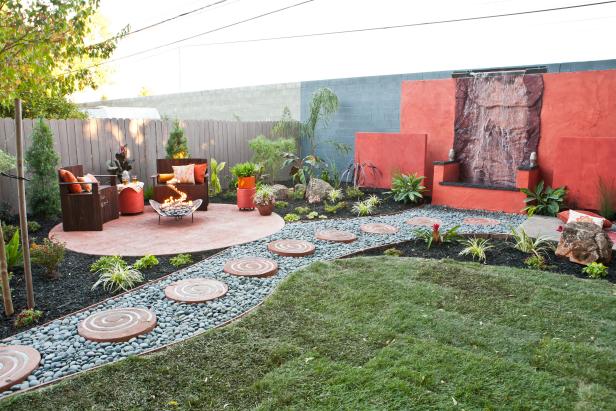 Eclectic Backyard Patio With Waterfall Eclectic Backyard Patio With Waterfall