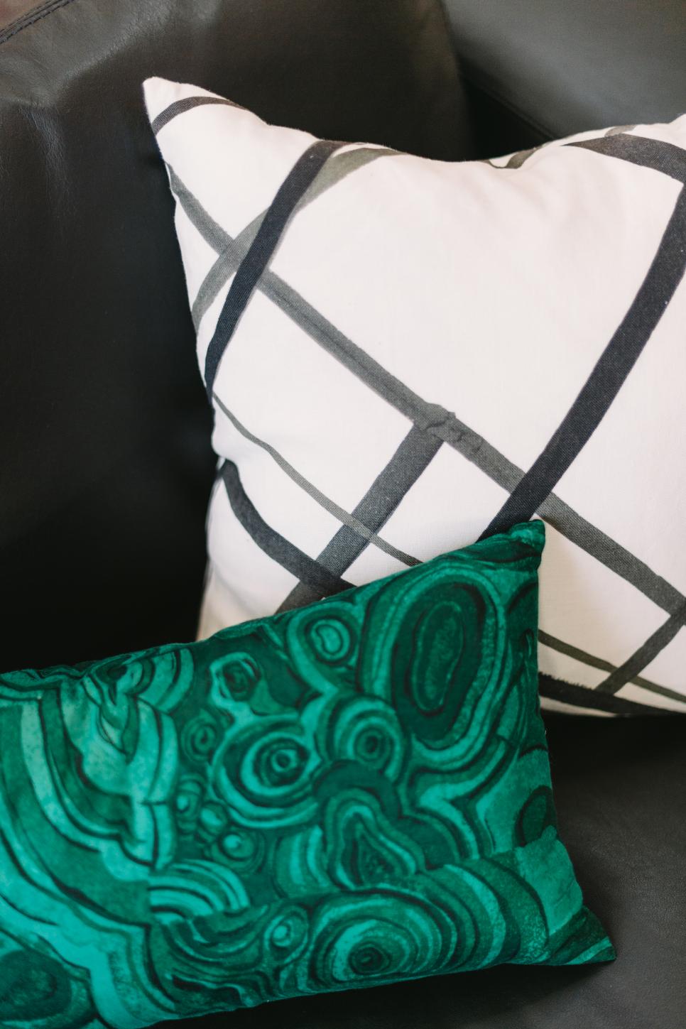 Malachite-Print Throw Pillow Small Green Throw Pillow & Large Black and White Throw Pillow