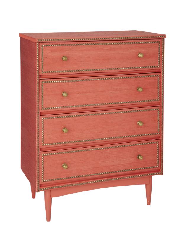 Grass Cloth and Nailhead Dresser Grass Cloth and Nailhead Dresser