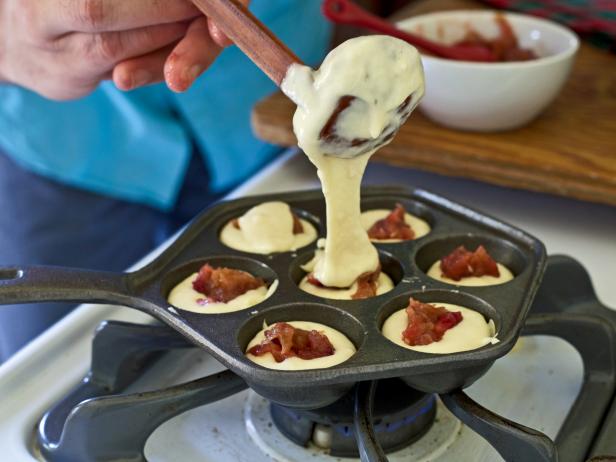 Add second layer of batter over jam to make danish doughnuts for holiday guests.