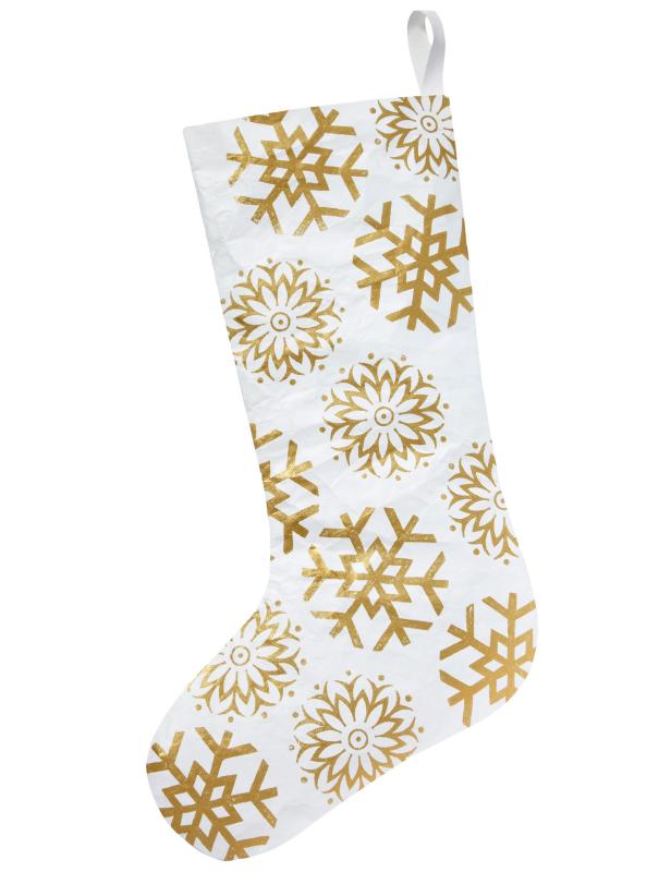 White and Gold Snowflake Stocking White and Gold Snowflake Stocking