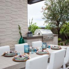 Contemporary Outdoor Dining Area and Grilling Station