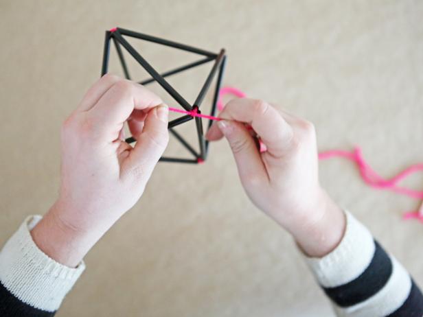 Step 7: Form completed diamond shape. Hang a bunch of himmeli together for a modern, graphic holiday centerpiece.