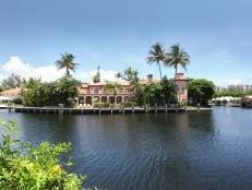 Wide Shot of Mediterranean-Style Estate