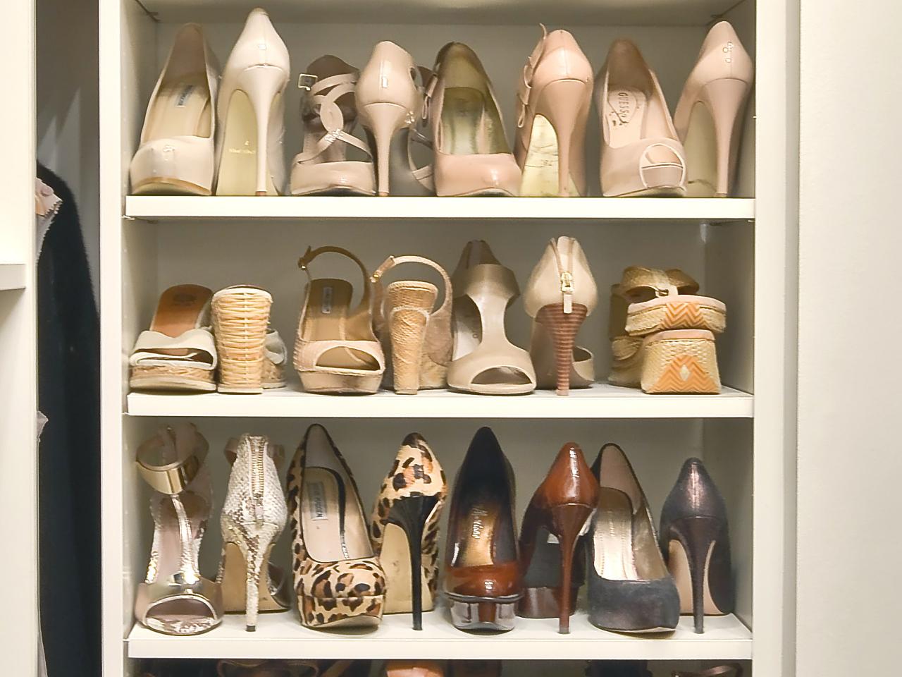 Having a shoe rack will keep your shoes organized and you can easily see which you will wear.