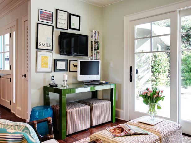 Home Office With Green Desk and Gallery Wall Home Office With Green Desk and Gallery Wall