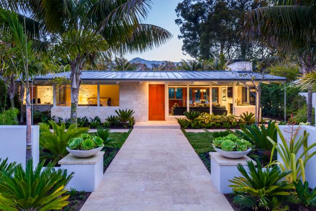 Tropical Beach Villa With Neutral Stone Walkway Tropical Beach Villa With Neutral Stone Walkway