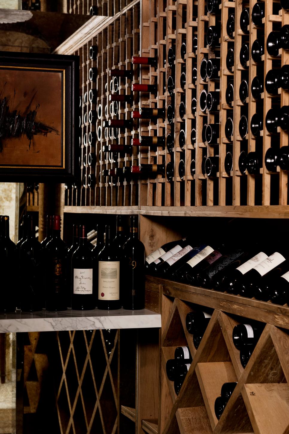 Sophisticated Wine Cellar With Rustic Wood Wine Racks Wood Racks in Wine Cellar
