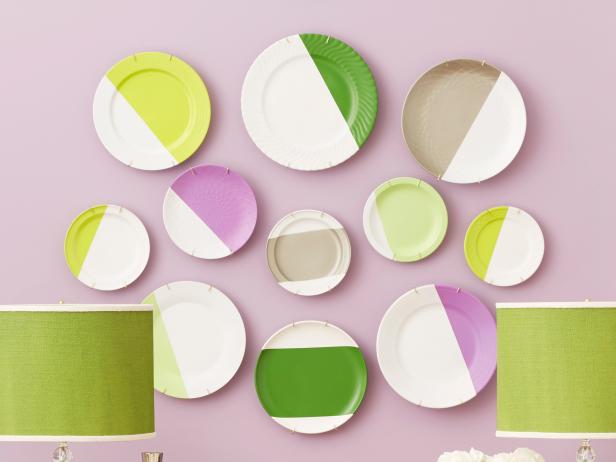 Color-Blocked Plates color-blocked plates art DIY