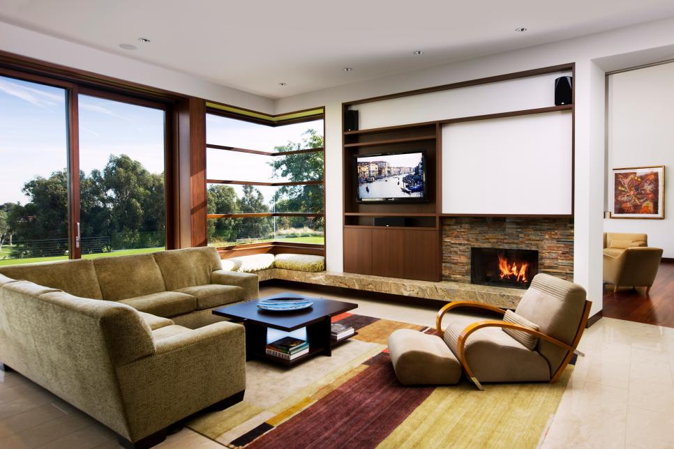 Modern White Living Room With Large Windows